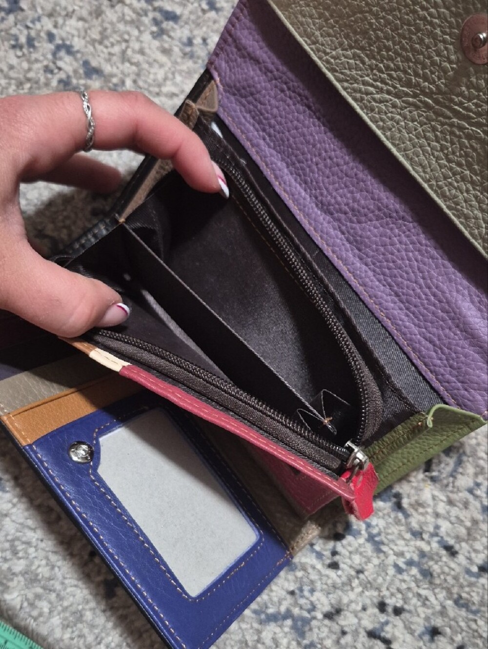 Multi-Color Patchwork Pleather Wallet Clutch - Picture 7 of 10